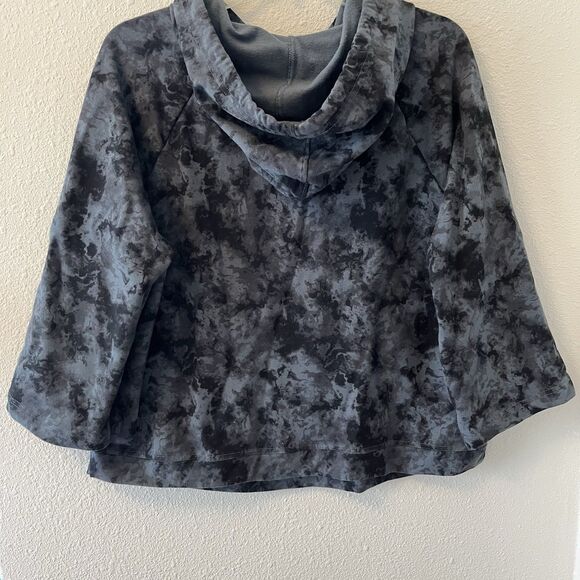 PACT Hoodie Womens M Dark Cloud Bounce Bell Sleeve Sweatshirt Blue Gray Boho - Picture 10 of 14